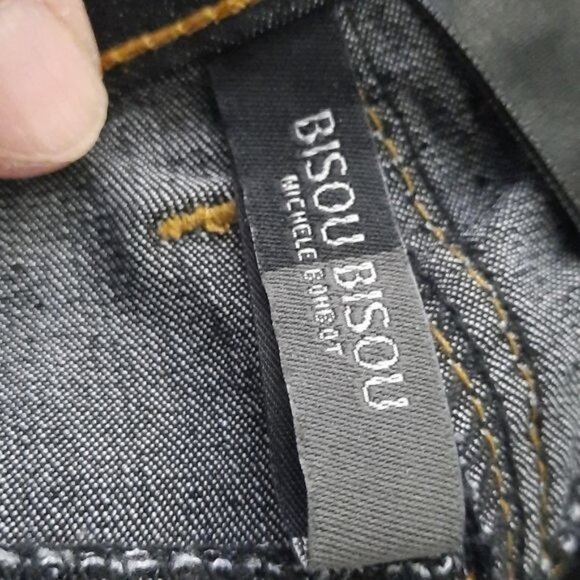 Bisou Bisou Dark Wash Denim Jean Bell Bottom Leg - Picture 4 of 8